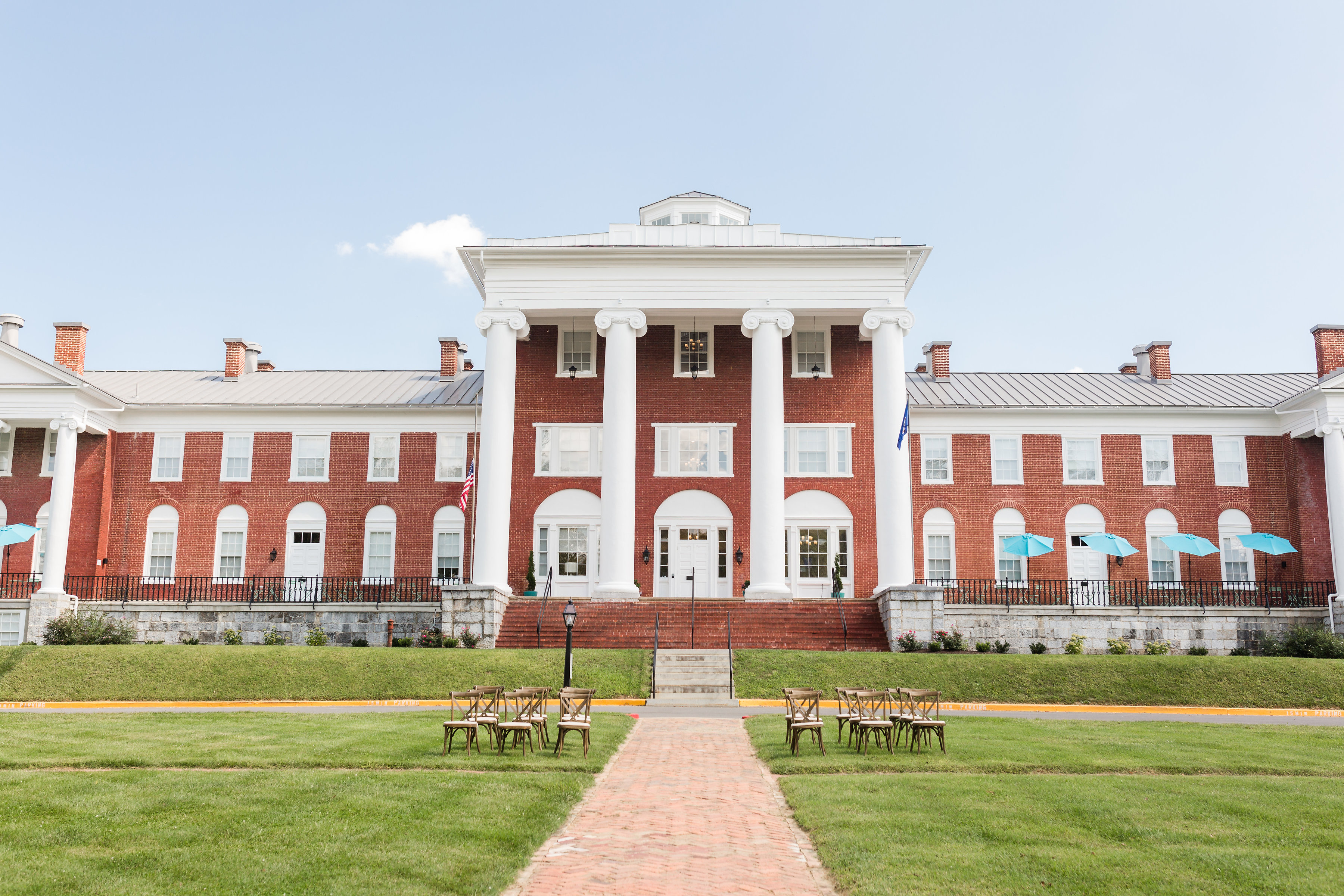 Image of an Outdoor Wedding on the grounds at Blackburn Inn. The Blackburn Inn & Conference Center, a member of Historic Hotels since 2018, dates to 1828. It is located in Staunton, Virginia.